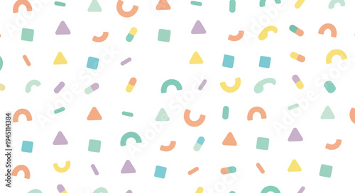Seamless geometric vector pattern with pastel shapes for modern backgrounds and textiles