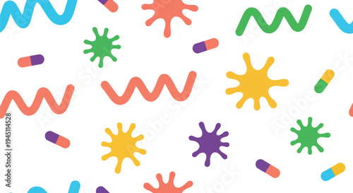Colorful abstract bacteria vector pattern seamless background for medical and science design