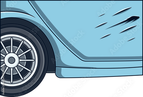 Pintu Kanan Mobil Rusak Dengan Goresan Baret Panjang