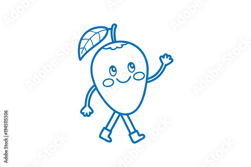 Cheerful Cartoon Ataulfo Mango Line Art Illustration for Healthy Food Design