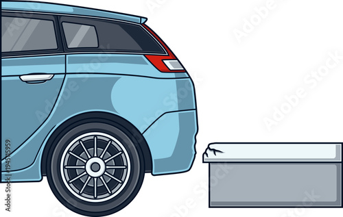 Mobil Mundur Mendadak dan Bumper Kena Tembok Rumah
