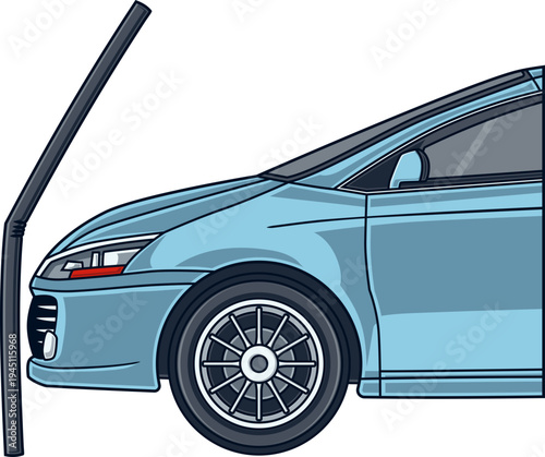 Mobil Menabrak Tiang Parkir