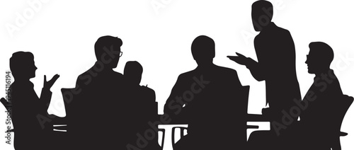 Black silhouettes of people in a meeting business meeting