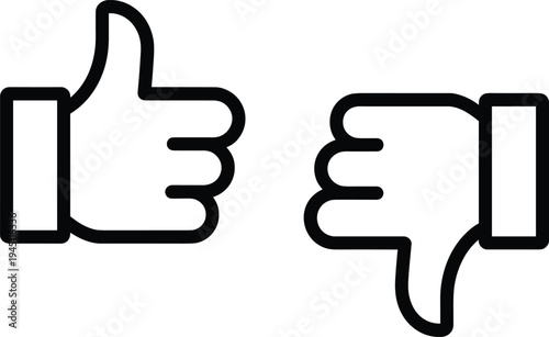 Black and white outline icons of a thumbs up and a thumbs down gesture like dislike