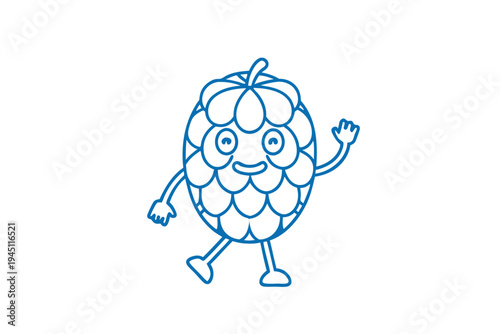 Cute Cartoon Atemoya Fruit Line Art Illustration - Fresh Tropical Superfood Drawing