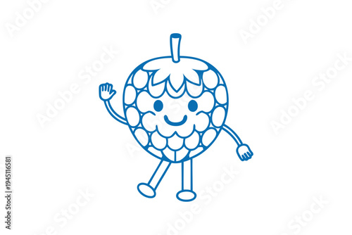 Cute Cartoon Atemoya Fruit Line Art Illustration - Fresh Tropical Superfood Drawing