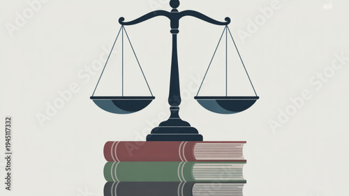 Law books with balance scale symbolizing justice and legal education for law firms and academic purposes