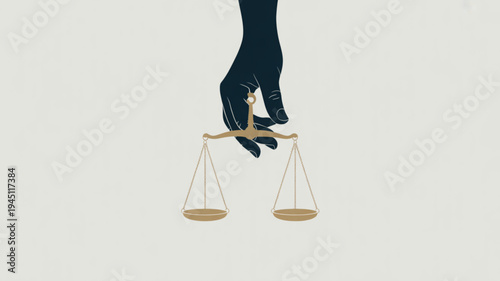 Hand holding scales of justice on a neutral background symbolizing fairness and balance in law