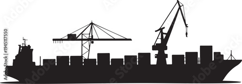 Cargo ship with containers and cranes container ship