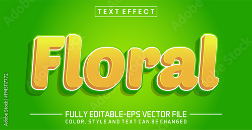 Floral Fresh Yellow and Orange Gradient Editable Text Effect