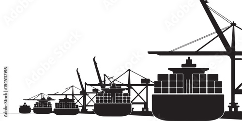Cargo ships and cranes at dockside harbor shipping