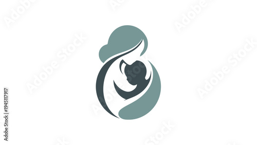 Stylized Mother Holding Baby Icon Design.