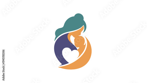 Abstract Mother and Child Embrace Illustration.