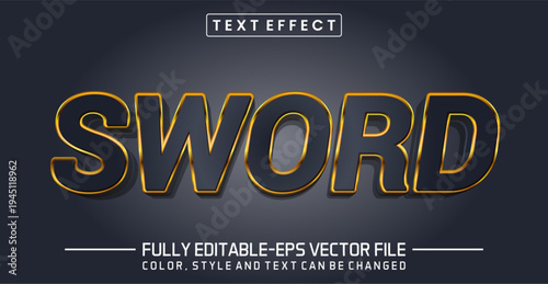 Sword Luxury Black and Gold Metallic Editable Text Effect