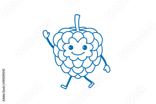 Smiling cartoon custard apple fruit with a friendly vibe, clean line art illustration.
