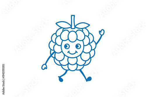 Vivacious cartoon custard apple fruit with a joyful expression, clean line art.