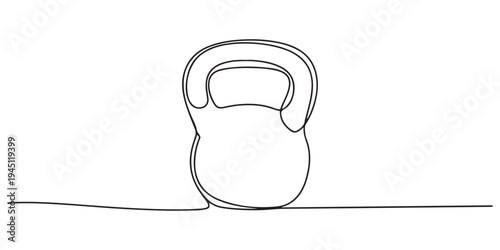 One continuous line drawing of kettlebell gym equipment. single line of kettlebell vector illustration. 