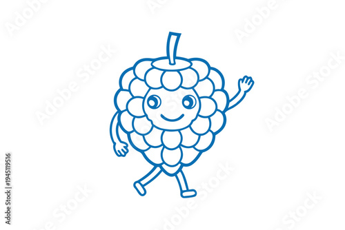 Entertaining cartoon custard apple fruit with a happy wink, clean line drawing.