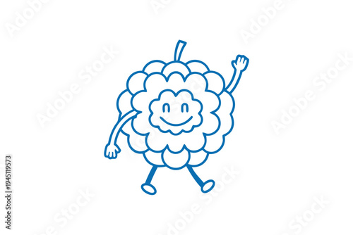 Upbeat cartoon custard apple fruit with a joyful laugh, clean line art.