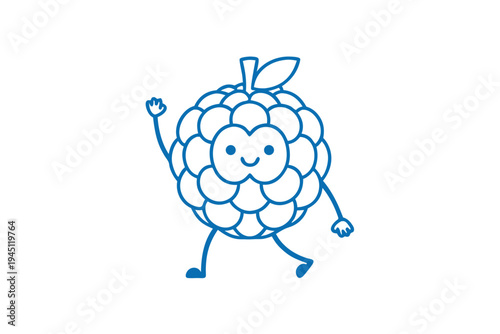 Simple Line Art Illustration of a Cartoon Custard Apple for Healthy and Tropical Concepts