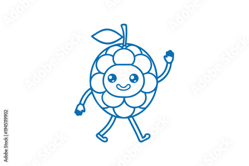 Detailed Line Art Cartoon Davidson's Plum Illustration for Australian and Superfood Concepts