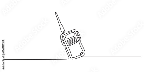 Continuous one line drawing of walkie talkie. One line drawing illustration of walkie talkie for communication. World telecommunication day concept single line. 