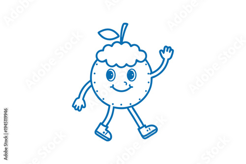 Elegant Line Art Cartoon Davidson's Plum Drawing Representing Indigenous Australian Fruits