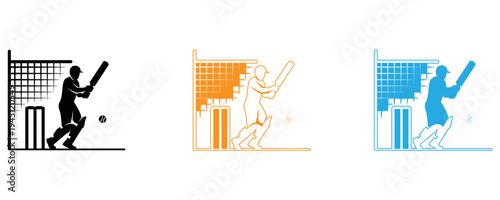Cricket player in action with bat and ball