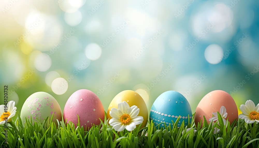 Fototapeta premium eggs celebrating a Happy Easter eggs with copy space 