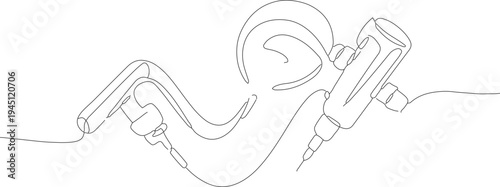 Minimalist Continuous Line Drawing Audiologist Instrument Examination Ear Care