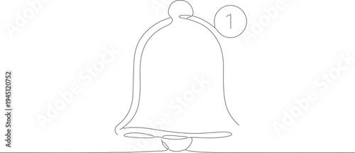 Continuous Line Art Bell with Notification Icon Symbol Sign