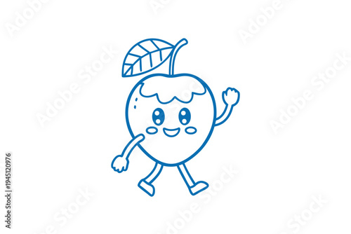 Davidson's Plum cartoon icon, simple line drawing, healthy fruit symbol for design