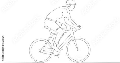 Minimalist Line Art Cyclist Riding Bicycle Outdoor Sport Illustration
