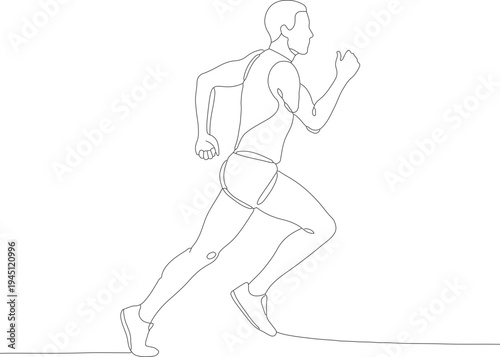 Wallpaper Mural Continuous Line Art Running Man Athlete Fitness Sport Illustration Torontodigital.ca