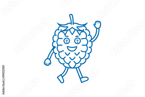 Energetic Davidson's Plum character, dynamic line art illustration, healthy lifestyle