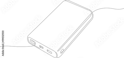 Minimalist Outline Powerbank Single Line Drawing for Mobile Phone Charging Device