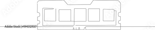 Simple Lineart Memory Module Outline Component for Computer Hardware