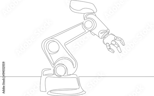Simple Outline Robotic Arm Continuous Line Drawing Automation Machine Element