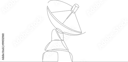 Continuous Line Drawing Satellite Dish Antenna Illustration Minimalist Communication Technology