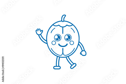 Fresh Davidson's Plum Cartoon Outline - Edible Plant Vector for Food and Nutrition