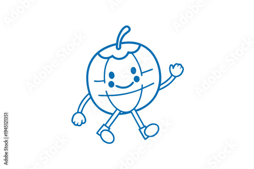 Artistic Davidson's Plum Line Drawing - Cartoon Style Superfruit for Wellness Projects