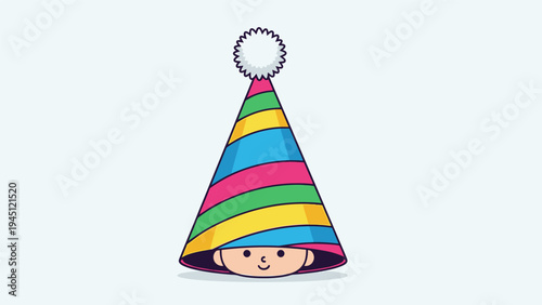 Happy Child Wearing Colorful Party Hat.