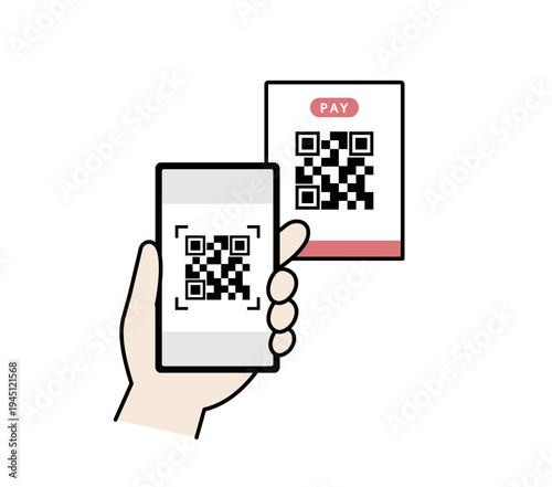 QRコード決済 スマートフォンでスキャンをする手元
