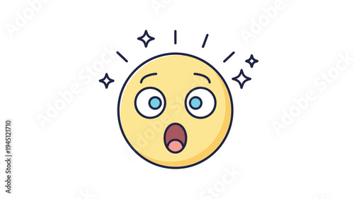 Surprised Cartoon Face with Shining Effect.