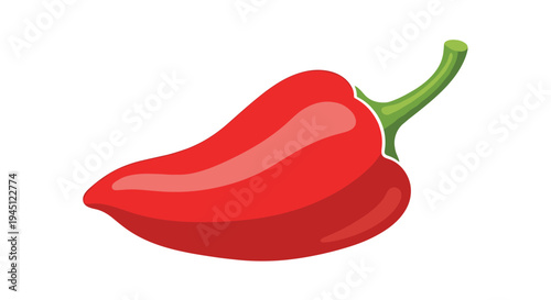 Fresh ripe red bell pepper illustration with a green stem and realistic highlights showing a healthy vegetable on white background.