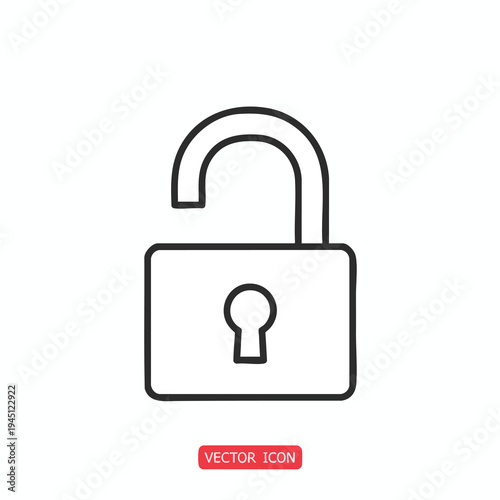 Simple black line drawing of an unlocked padlock on a white background