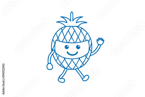 Charming Hala Fruit Outline Drawing. Cute Cartoon Line Art for Organic Food and Beverage.