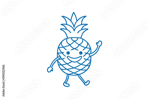 Outline Cartoon Hala Fruit Illustration. Black and White Line Art of a Distinctive Tropical Fruit.