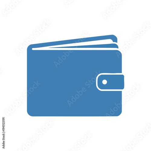 Minimalist blue wallet icon with a secure closure