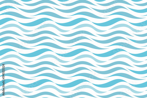 Seamless Blue Ocean Wave Pattern Background, Simple Flat Vector Illustration of Sea Ripples for Nautical Summer Design, Abstract Water Texture for Fabric, Wallpaper, and Digital Backdrop